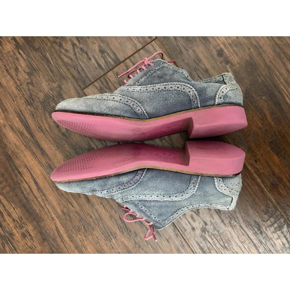 Cole Haan Alisa Brogue Wingtip Oxford Blue Pink Size 6 Suede Twee - Picture 2 of 7